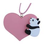 お名前プレート　木製　ベビーカー　通園バッグ　通園カバン　アニマルチャーム　ハート　ピンク　座りパンダ