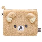 ショッピングもこもこ 【リラックマ】もこもこ フラットポーチ かわいい ふわふわ ボア素材 人気 ギフト プレゼント 小物入れ ポーチ 収納 ケース レディース