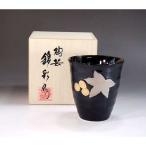 有田焼 陶芸家 藤井錦彩作 天目釉金プラチナ彩蔦絵フリーカップ