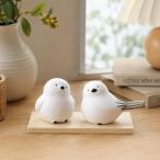 シマエナガ 置物 陶器 ペアセット 小鳥 オブジェ かわいい インテリア雑貨 癒し