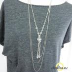 Yahoo! Yahoo!ショッピング(ヤフー ショッピング)３ＷＡＹシルバーカラーのガラスロングＹ字ネックレス。チェーン２連でも使用でき、ガラスのＹ字ラリエット風にも別アレンジできます。 メール便送料無料