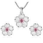 Yahoo! Yahoo!ショッピング(ヤフー ショッピング)ピアス　ネックレス　桜　さくら　サクラ　チェリーブロッサム　フラワー　お花　シルバー　プラチナ仕上げ　可愛い　小さい　ジルコニア　ローズ　パープル