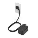 延長コード 2m 黒 薄型 電源タップ usb コンセントタップ たこあしコンセント テーブルタップ TESSAN 3個AC 1個タイプC 2個