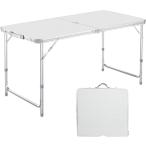 Taimonik アウトドア 折りたたみ テーブル キャンプ テーブル 高さ3段階調整120×60×(55-62-70)cm 組立不要 折り畳み