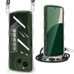 AQUOS R9/R10 ケース クリア ショルダー ストラップ付き SH-51F/SH-51E カバー かわいい 波状フレーム 人気 耐衝撃