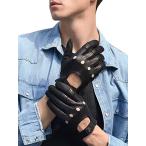 [ジー エス ジー] 革手袋 メンズ ドライビンググローブ 夏用 レザー 薄手 羊革 手袋 メンズ 車 裏地なし 運転グローブ 穴あき ドライバ