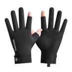 [Moxiep] 手袋 メンズ 夏用 グローブ uvカットUPF50+ 日焼け防止・接触冷感・スマホ対応・滑り止め手袋・薄手・通気速乾指出し 指