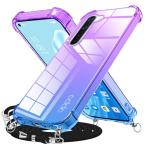 OPPO Reno3 A 用 ケース クリア ショルダー ストラップ グラデーションカバー 紐付き 肩掛け 斜めかけ oppo reno3A用