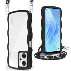 OPPO Reno9 A/OPPO Reno7 A ケース クリア ショルダー OPG04 カバー うねうね 透明 人気 かわいい 耐衝撃 スマ