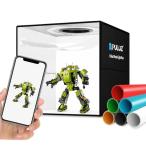 PULUZ 30cm 撮影ボックス LED 120灯 CRI95+ 調光対応 撮影ブース 6色背景 商品撮影用フォトスタジオ 折りたたみ式 US