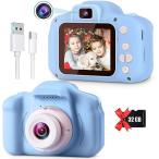 POSO キッズカメラ 子供用 デジタルカメラ 子どもトイカメラ 女の子 男の子 おもちゃ 1080P HD録画 32GB SDカード2.0イン