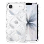 GUAGUA いPhone 17 Air ケース クリア ウェーブ 菱形バック あいふおん17うねうね ケース 透明TPU キラキラ 菱形 凸凹