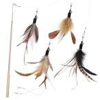 SONGWAY 猫おもちゃ ねこじゃらし羽 昆虫 ふわふわ 天然羽 原色羽根 釣り竿付き