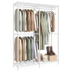 ショッピングハンガー SONGMICS ハンガーラック 頑丈 大容量 洋服ラック 2段 幅120×奥行40×高さ192cm 業務用 全体耐荷重189kg 棚・フック付