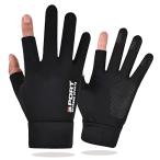 [SCOLORKI] メンズグローブ 春夏用 冷感手袋 薄手 UVカット 日焼け止め 指出し 2本切り 滑り止め スマホ操作 ストレッチ 速乾性