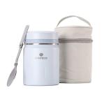 SANTECO 真空断熱 スープジャー 500ml 広口 保温保冷 ランチジャー保温弁当箱 スプーン 専用バッグ付 オシャレ 男女兼用 ピクニッ