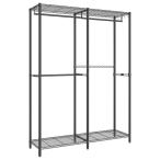 ショッピングハンガー SONGMICS ハンガーラック 頑丈 大容量 洋服ラック 2段 幅120×奥行40×高さ192cm 業務用 全体耐荷重189kg 棚・フック付