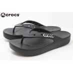 クロックス レディース ビーチサンダル crocs CLASSIC PLATFORM FLIP W 207714 001 BLACK