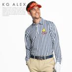 ゴルフ メンズ KG-ALEX / スマイルワッペン刺繍付きストライプ長袖ポロシャツ / M-L ゴルフウェア メンズ シャツ メンズウェア ギフト 誕生日 プレゼント コンペ
