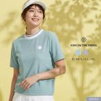 ゴルフウェア レディース モックネック Tシャツ ストライプ 綿混 半袖 シャツ トップス スタイル調整可 ルーズフィット 体系カバー 大きいサイズ