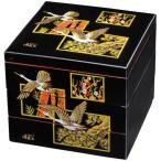 重箱 3段 黒 内朱 吉兆鶴  21cm