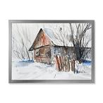 特別価格DesignQ Old Abandoned Wooden House In Winter Picture Traditional Framed Wal好評販売中