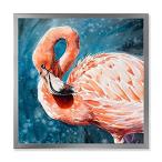 特別価格DesignQ Pink Flamingos In Blue Water II Farmhouse Framed Wall Art好評販売中