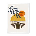 特別価格DesignQ Botanical Minimalist Leaf With Abstract Shapes IV Modern Framed Wal好評販売中