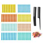 ヘアパーマロッド 78セット ヘアーローラー 女性用 巻き髪 ヘアローラーカーラー ローラークリップ カールアイロン パーマ ポール DIY スタイリングツール ヘア