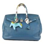 エルメス バーキン40 メンズバーキン ロデオ ツイリー付き ブルー S金具 トートバッグ 2013年 □Q刻印 HERMES BIRKIN 40