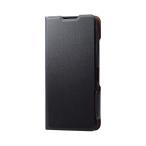 エレコム AQUOS wish3 SH-53D 用 ソフトレザーケース 薄型 磁石付 AQUOSwish 3 アクオス ソフトレザー ケース カバー ブラック┃PM-S233PLFUBK