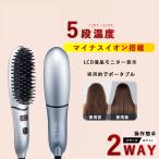 ヘアアイロン ヘアアイロンブラシ ストレートアイロン ヒートブラシ 2way 急速加熱 マイナスイオン 携帯用 旅行用 女性 プレゼント 秋冬