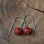 Yahoo! Yahoo!ショッピング(ヤフー ショッピング)アフリカ珊瑚  ロングフック ピアス ラウンド8-8.5mm チタンフック さんご サンゴ 揺れる ぶら下がり 大きめ 大ぶり シンプル レディース 日本製