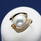 K18 南洋真珠 デザインリング 0.31ct天然ダイヤ付き 12号 サイズ直し可 白蝶パール リング 18金 ゴールド 指輪 ギフト プレゼント レディース 日本製 pearl