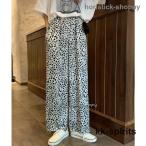 ショッピングダルメシアン パンツ ワイドパンツ ボトムス レディース ダルメシアン柄 アニマル柄 春 秋 総柄 韓国 ファッション ゆったり カジュアル かっこいい
