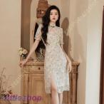  женский платье в китайском стиле улучшение One-piece ходить на работу .. воротник короткий рукав Tang оборудование . одежда One-piece . качество элегантный retro надеты .. модный коричневый ina одежда платье колени длина цветочный принт шифон 