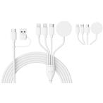 ショッピングiphone 充電 ケーブル 4in1 USB-C 充電ケーブル 【Apple Watch/iPhone/iPad/Android 対応】 高速充電 マルチ充電ケーブル 一本四役 Type-C Micro Lightning ワイヤレス充電 多機能ケー