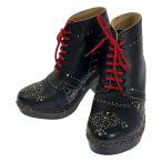 ショッピングウェッジソール Burberry / バーバリー | スタッズ装飾 ウェッジソール レザー ブーツ | 38 | ブラック | レディース