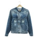 Maison Margiela / メゾンマルジェラ | 2021SS | denim jacket / ブリーチ カットオフ ノーカラー デニムジャケット | 36 | インディゴ
