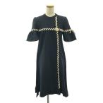 FENDI / フェンディ | レースアップデザイン ニット ワンピース | 38 | ブラック / ベージュ | レディース