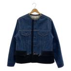 tao COMME des GARCONS / タオコムデギャルソン 異素材切替 デニム ノーカラー ジャケット