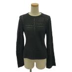 【美品】  Chloe / クロエ | パンチング クルーネック ロングスリーブ ニット | S | ブラック | レディース
