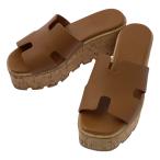 HERMES / エルメス | EZE エズ / 30 コルク レザー プラットフォーム サンダル | 35 | ベージュ | レディース