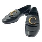 ショッピングchloe Chloe / クロエ | Cロゴ 2way フラット パンプス  / CH32133A | 36 1/2 | ブラック/ゴールド | レディース