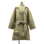 BALENCIAGA / バレンシアガ | パイピングレザー オーバーサイズ コート | 36 | ベージュ/ブラック | レディース