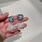 Yahoo! Yahoo!ショッピング(ヤフー ショッピング)ピアス　クリアストーン　花　大ぶり　揺れる　フラワー　バラ　ターコイズ　スクエア20代30代40代安い