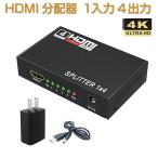 HDMI分配器 HDMI スプリッター 1入力4出力 4k 2K FHD 3D映像対応 電源アダプター TV PC 任天堂スイッチ Fire TV Stick等に対応 1ヶ月保証