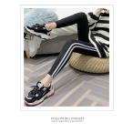  леггинсы боковой линия йога одежда обтягивающий леггинсы линия брюки Корея Корея мода джерси черный серый 