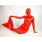 全身タイツ 人魚 赤 男性女性兼用 2XLサイズ ゼンタイ コスプレ ZENTAI レオタード ボディースーツ 仮装 イベント コスチューム 戦隊