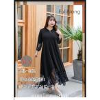 パーティードレス大きいサイズロング5Lから10L29号まで対応結婚式ワンピース袖ありレースロングドレス春夏お呼ばれワンピース大きい黒